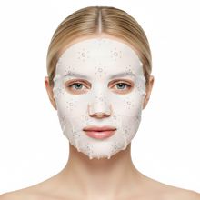 Her eyes should be open. This is not our mask. Our mask is the microcurrent sheet mask in our images section. 