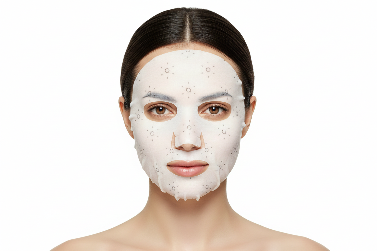 Horizontal composition luxury model with mask